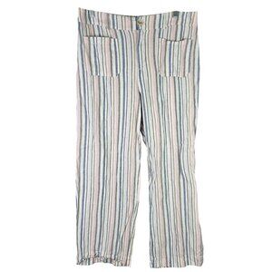 Womens Cato Multicolor Striped Linen Blend Pants Hi Rise Elastic Waist 14/16W